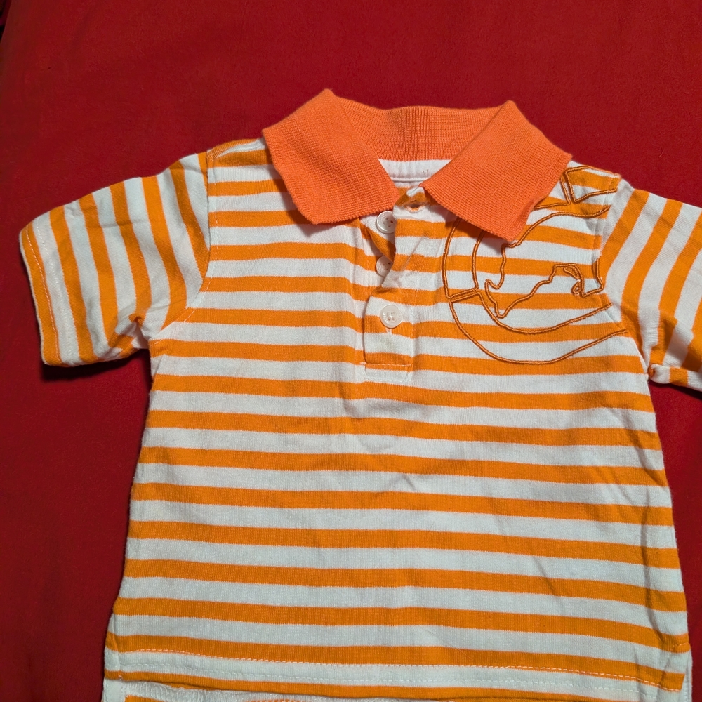 Ecko Unlimited Orange and White Striped Polo for Kids